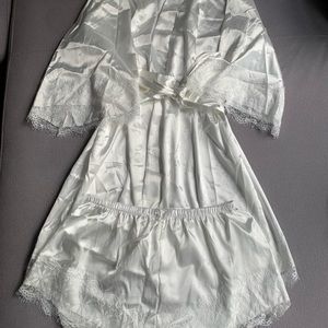 White satin bridal robe set